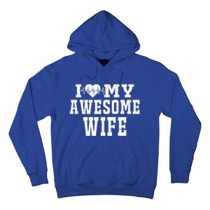 I Love My Awesome Wife Heartbeat Valentines Day For My Wife Funny Gift Hoodie