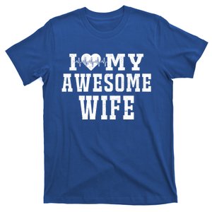 I Love My Awesome Wife Heartbeat Valentines Day For My Wife Funny Gift T-Shirt