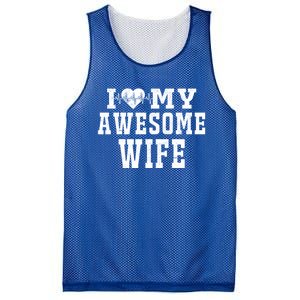 I Love My Awesome Wife Heartbeat Valentines Day For My Wife Funny Gift Mesh Reversible Basketball Jersey Tank