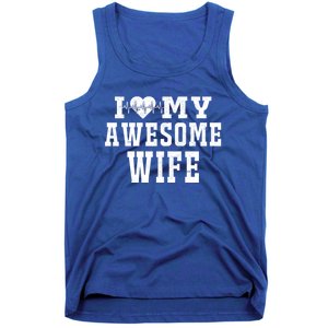 I Love My Awesome Wife Heartbeat Valentines Day For My Wife Funny Gift Tank Top