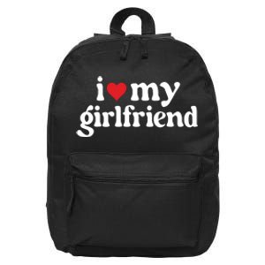 I Love My Hot Girlfriend Gifts Heart Girlfriend 16 in Basic Backpack