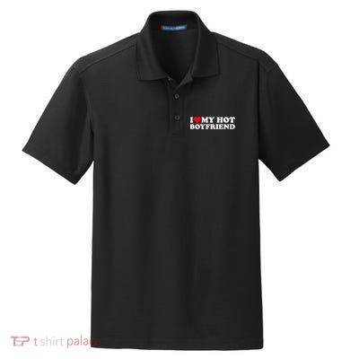 I Love My Hot Boyfriend Dry Zone Grid Polo