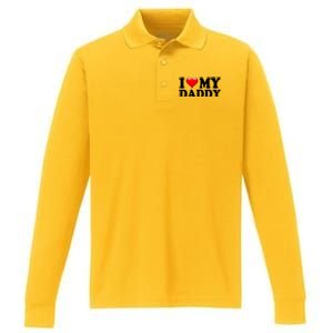 I Love My Daddy Performance Long Sleeve Polo