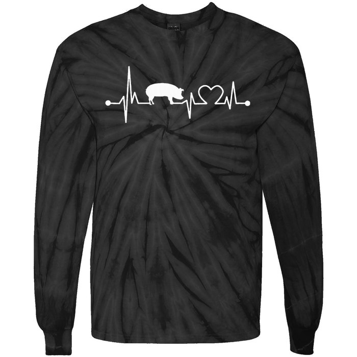 I Love My Pig Heart Valve Ekg Heartbeat Funny Gift Tie-Dye Long Sleeve Shirt