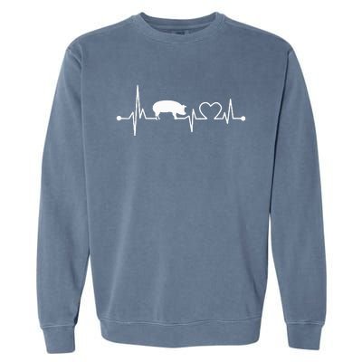 I Love My Pig Heart Valve Ekg Heartbeat Funny Gift Garment-Dyed Sweatshirt