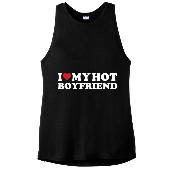 I Love My Hot Boyfriend I Heart My Hot Boyfriend Bf Ladies PosiCharge Tri-Blend Wicking Tank