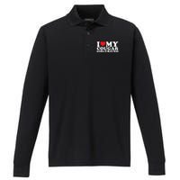 I Love My Cougar Girlfriend I Heart My Cougar Girlfriend Gf Performance Long Sleeve Polo