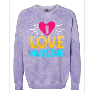 I Love Nursing Colorblast Crewneck Sweatshirt