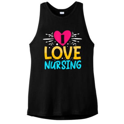 I Love Nursing Ladies PosiCharge Tri-Blend Wicking Tank