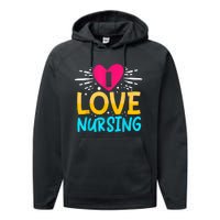 I Love Nursing Performance Fleece Hoodie