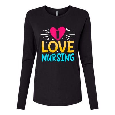 I Love Nursing Womens Cotton Relaxed Long Sleeve T-Shirt