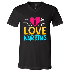 I Love Nursing V-Neck T-Shirt