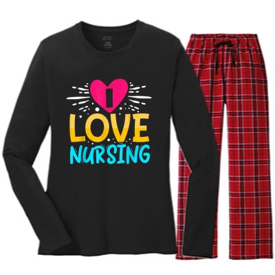 I Love Nursing Women's Long Sleeve Flannel Pajama Set 