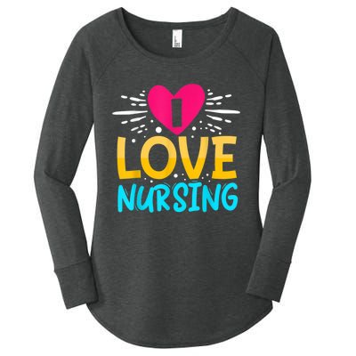 I Love Nursing Women's Perfect Tri Tunic Long Sleeve Shirt