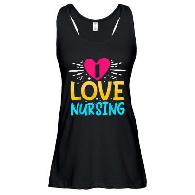 I Love Nursing Ladies Essential Flowy Tank