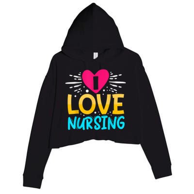 I Love Nursing Crop Fleece Hoodie