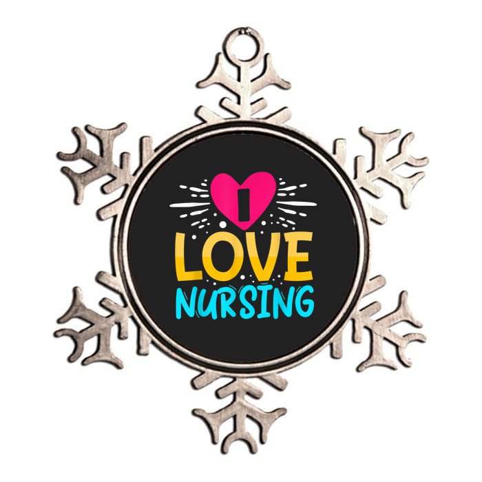 I Love Nursing Metallic Star Ornament