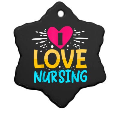 I Love Nursing Ceramic Star Ornament