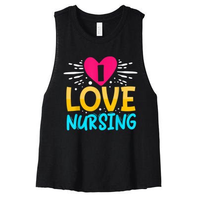 I Love Nursing Women's Racerback Cropped Tank