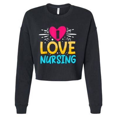 I Love Nursing Cropped Pullover Crew