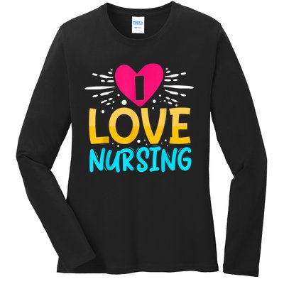 I Love Nursing Ladies Long Sleeve Shirt