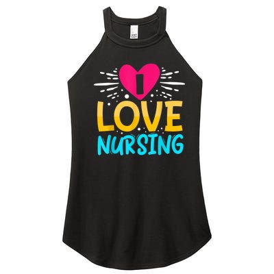 I Love Nursing Women's Perfect Tri Rocker Tank