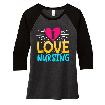 I Love Nursing Women's Tri-Blend 3/4-Sleeve Raglan Shirt