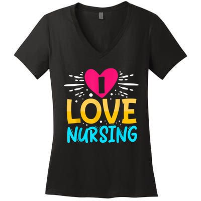 I Love Nursing Women's V-Neck T-Shirt