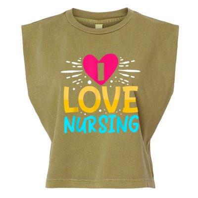 I Love Nursing Garment-Dyed Women's Muscle Tee