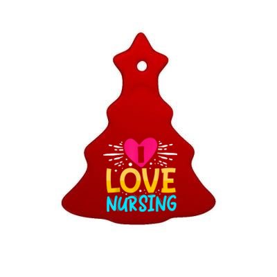 I Love Nursing Ceramic Tree Ornament