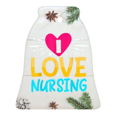 I Love Nursing Ceramic Bell Ornament