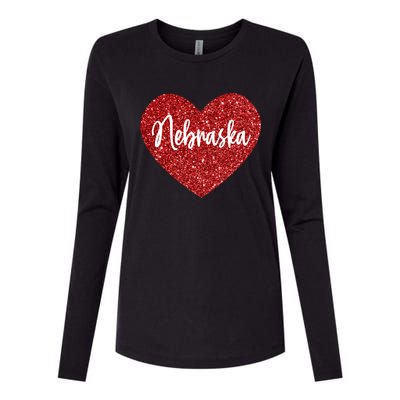 I Love Nebraska Usa Red Heart Cute Gift Womens Cotton Relaxed Long Sleeve T-Shirt