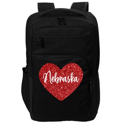 I Love Nebraska Usa Red Heart Cute Gift Impact Tech Backpack