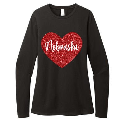 I Love Nebraska Usa Red Heart Cute Gift Womens CVC Long Sleeve Shirt