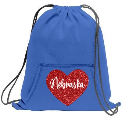 I Love Nebraska Usa Red Heart Cute Gift Sweatshirt Cinch Pack Bag