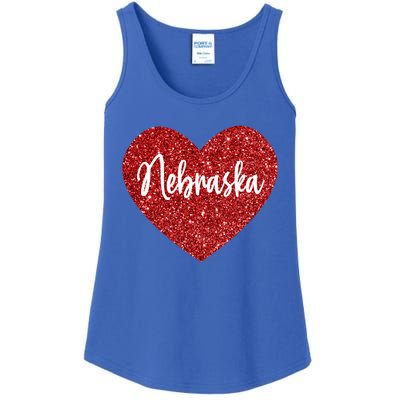 I Love Nebraska Usa Red Heart Cute Gift Ladies Essential Tank