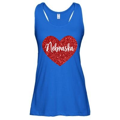 I Love Nebraska Usa Red Heart Cute Gift Ladies Essential Flowy Tank