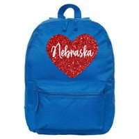 I Love Nebraska Usa Red Heart Cute Gift 16 in Basic Backpack