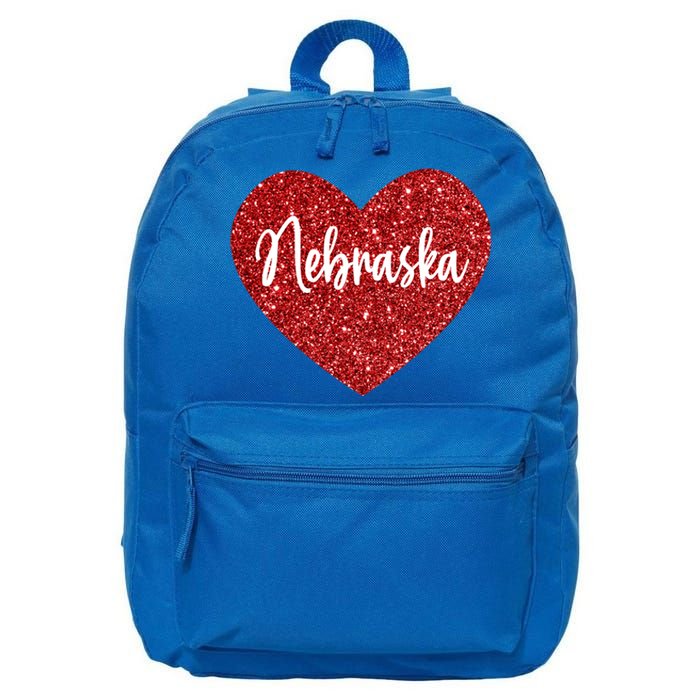 I Love Nebraska Usa Red Heart Cute Gift 16 in Basic Backpack