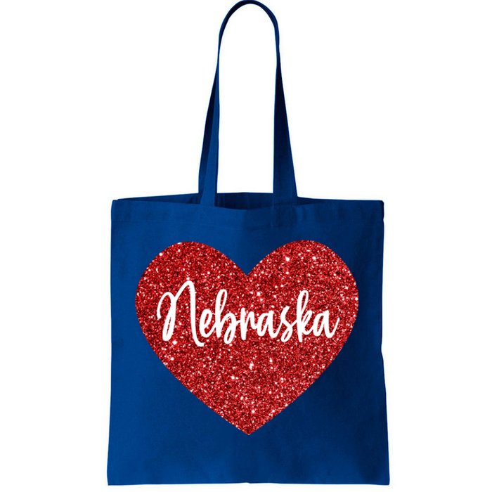 I Love Nebraska Usa Red Heart Cute Gift Tote Bag