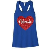 I Love Nebraska Usa Red Heart Cute Gift Women's Racerback Tank