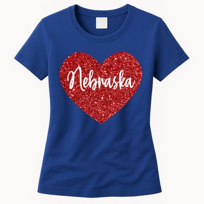 I Love Nebraska Usa Red Heart Cute Gift Women's T-Shirt