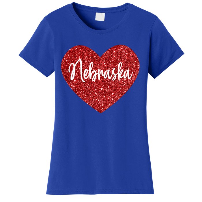 I Love Nebraska Usa Red Heart Cute Gift Women's T-Shirt