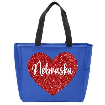 I Love Nebraska Usa Red Heart Cute Gift Zip Tote Bag