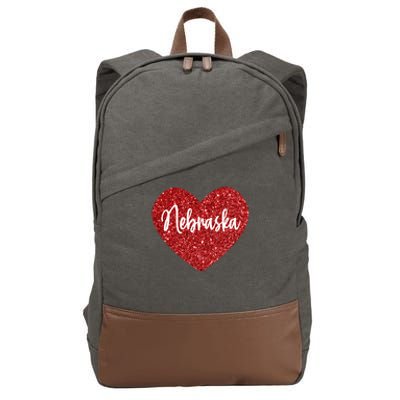 I Love Nebraska Usa Red Heart Cute Gift Cotton Canvas Backpack