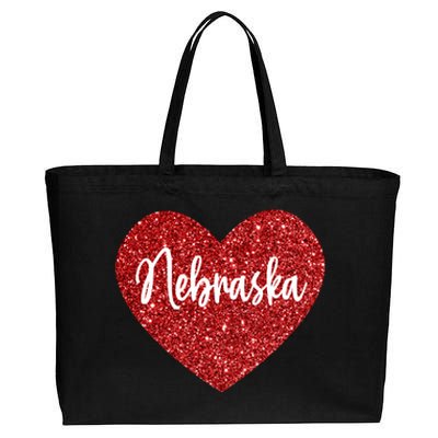 I Love Nebraska Usa Red Heart Cute Gift Cotton Canvas Jumbo Tote