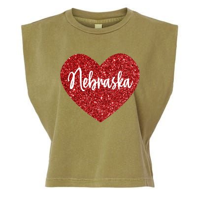 I Love Nebraska Usa Red Heart Cute Gift Garment-Dyed Women's Muscle Tee