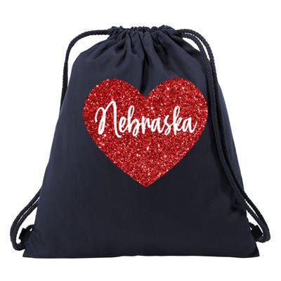 I Love Nebraska Usa Red Heart Cute Gift Drawstring Bag