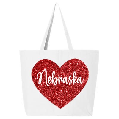 I Love Nebraska Usa Red Heart Cute Gift 25L Jumbo Tote