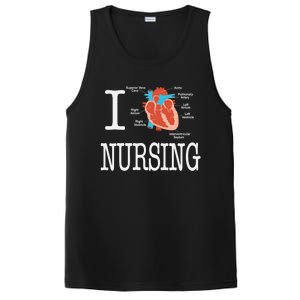 I Love Nursing Heart Anatomy Medical Gift PosiCharge Competitor Tank